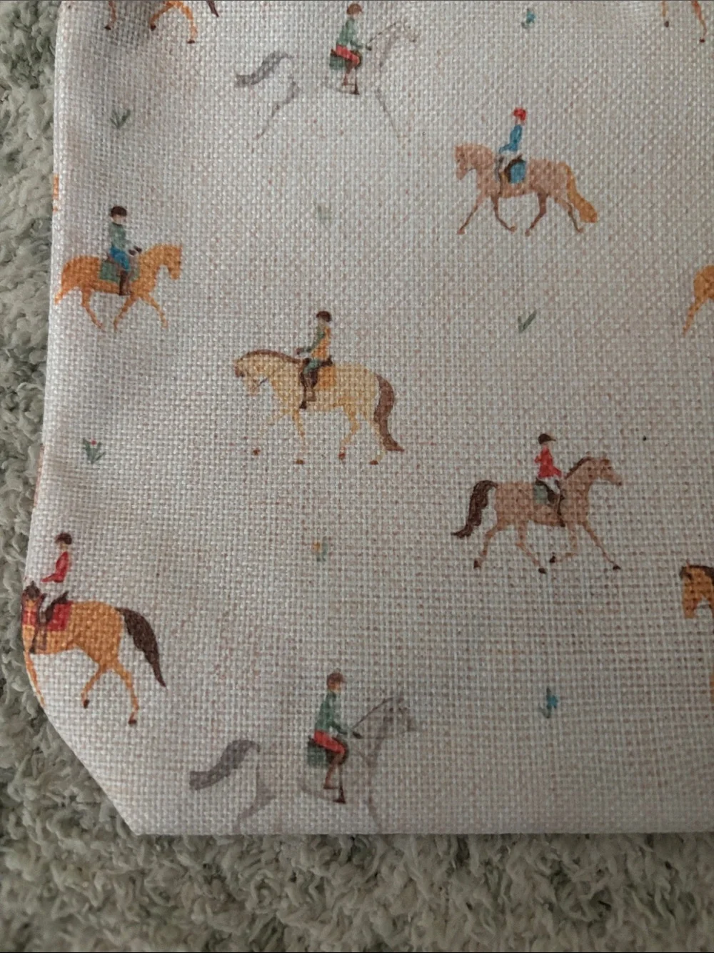 Western Horseback rider Equestrian Print Zip Cosmetic Travel Bag Pouch NWT